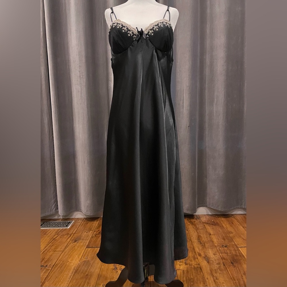 Vintage black satin nightgown